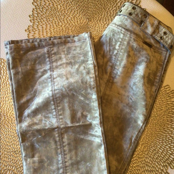 DKNY Jeans distressed suede zip front pants - Picture 1 of 6